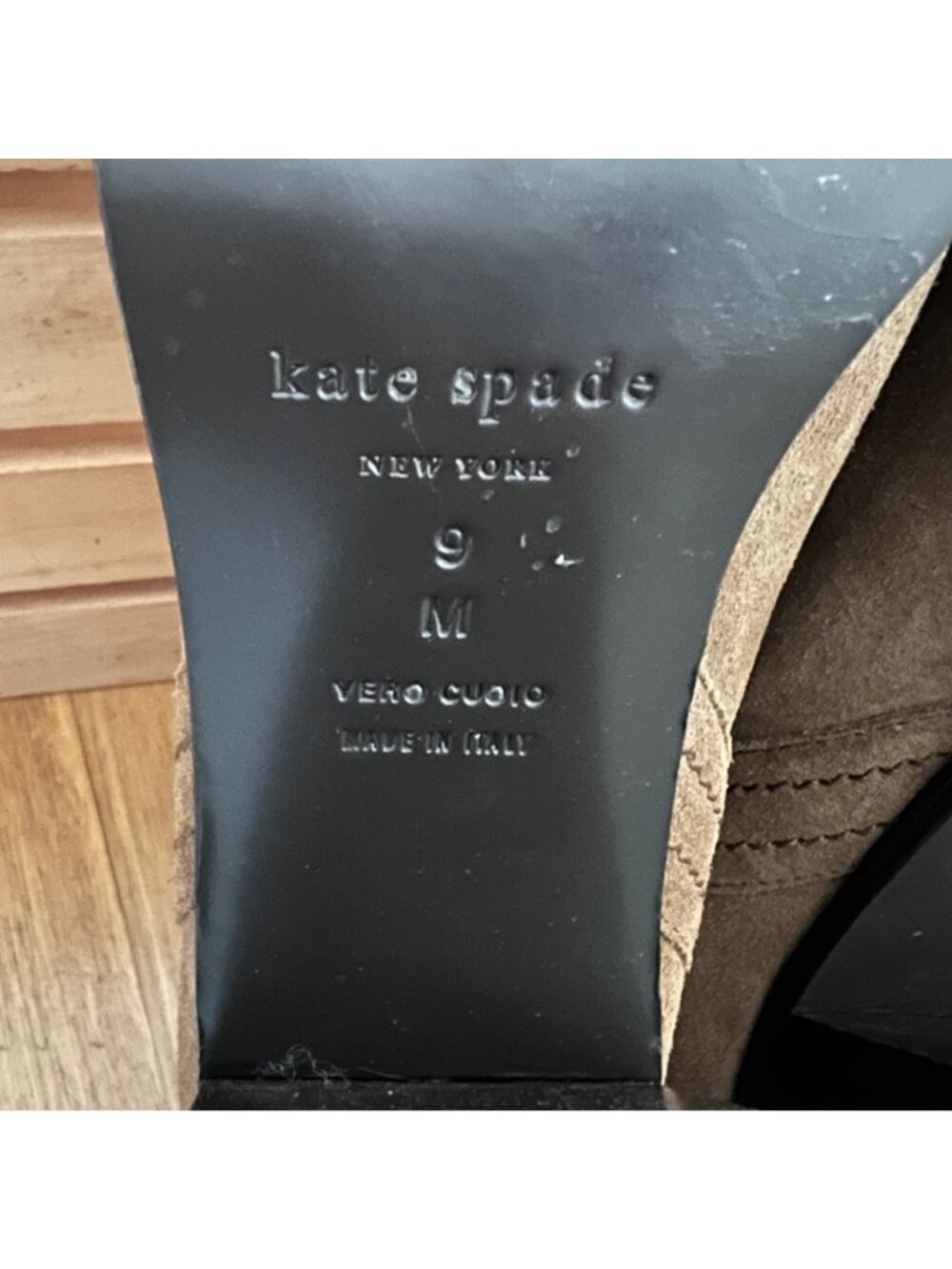 Kate Spade New York Size 9 Tobacco Brown Baise Suede Pull On Heeled Ankle Boots - Picture 3 of 16